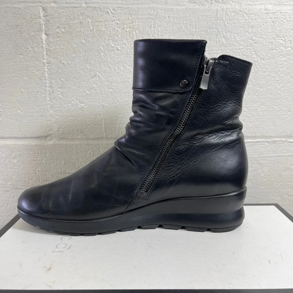Mephisto Phila Black Leather Ankle Boots Side‎ Zipper Women's Size 10 US